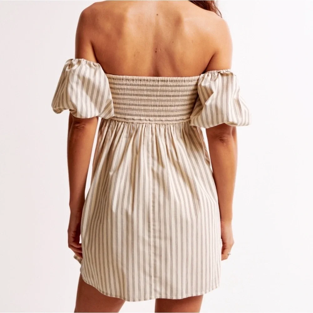 Abercrombie & Fitch Emerson Off-the-Shoulder Dress beige - Picture 2 of 5